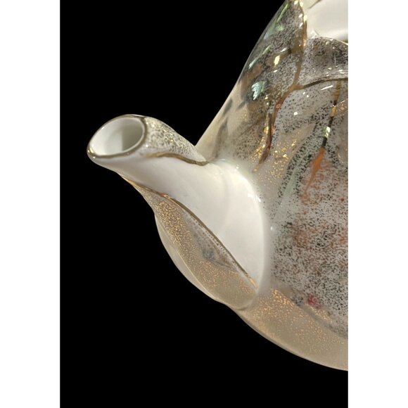 Vintage Bombay Company Ethereal Rose Porcelain Tea Pot Sugar Dish Speckled Metal - Picture 8 of 16